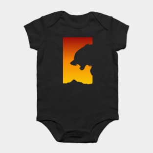 Sunset Snarling Wolf - Wolf Lover - Growling Wolf Aggressive Wolves Baby Bodysuit